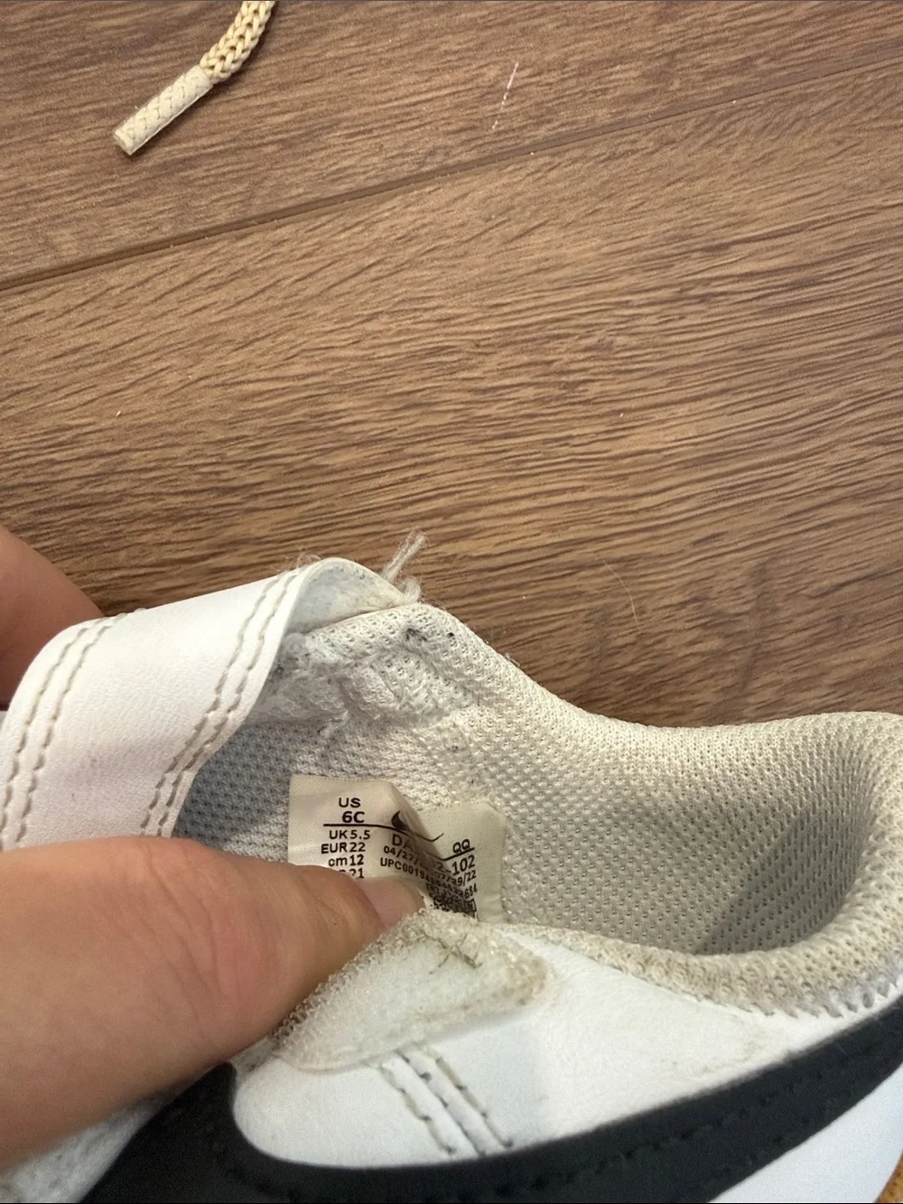 Nike Kids White and Tan Low-Top Sneakers with Black Swoosh